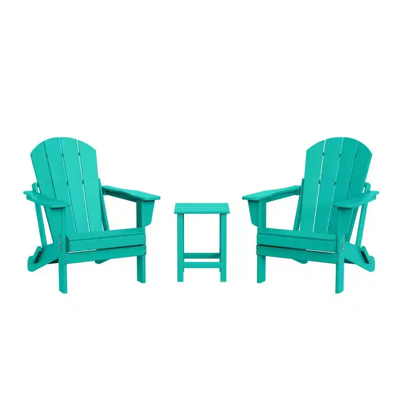 WestinTrends Malibu HDPE Outdoor Patio Folding Poly Adirondack Conversation Set (3-Piece)