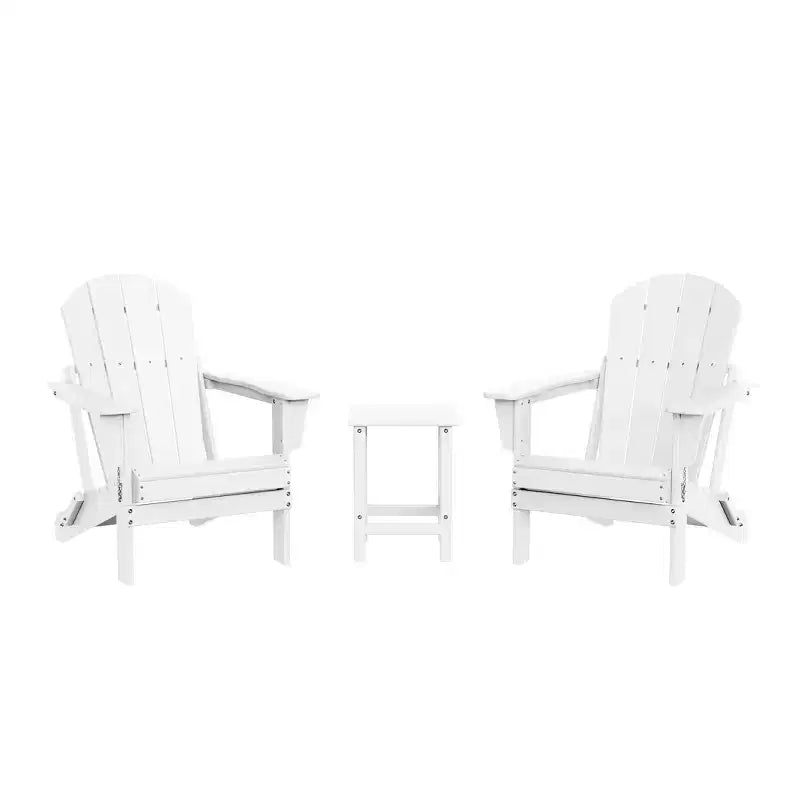 WestinTrends Malibu HDPE Outdoor Patio Folding Poly Adirondack Conversation Set (3-Piece)