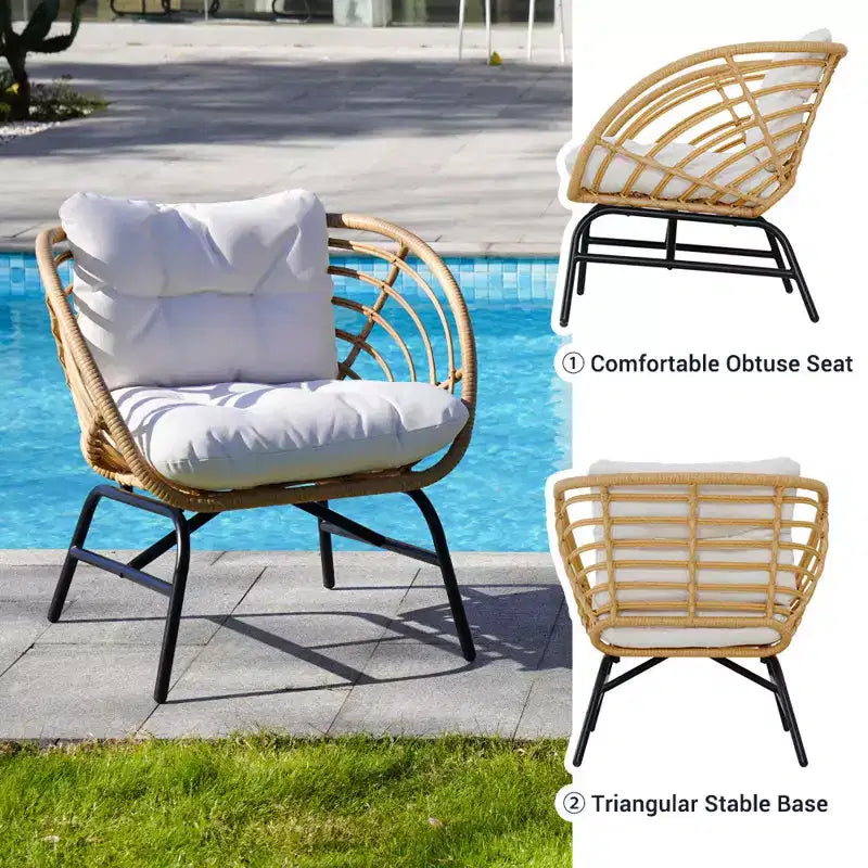 Ensemble de patio extérieur 5 pièces en osier GRANDPATIO avec causeuse