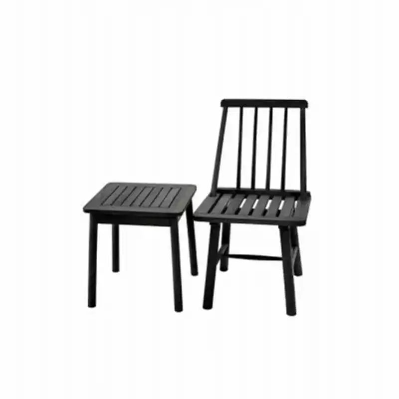 Jack Post Farmhouse Indoor and Outdoor Hardwood Square Adirondack Dining Accent Side End Table for Patio, Pool, and Porch, Black