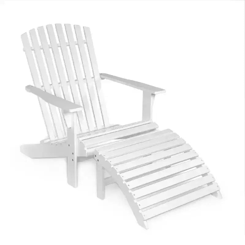 Saranac 2-Piece Traditional Rustic Acacia Wood Adirondack Chair with Detachable Ottoman- JONATHAN Y