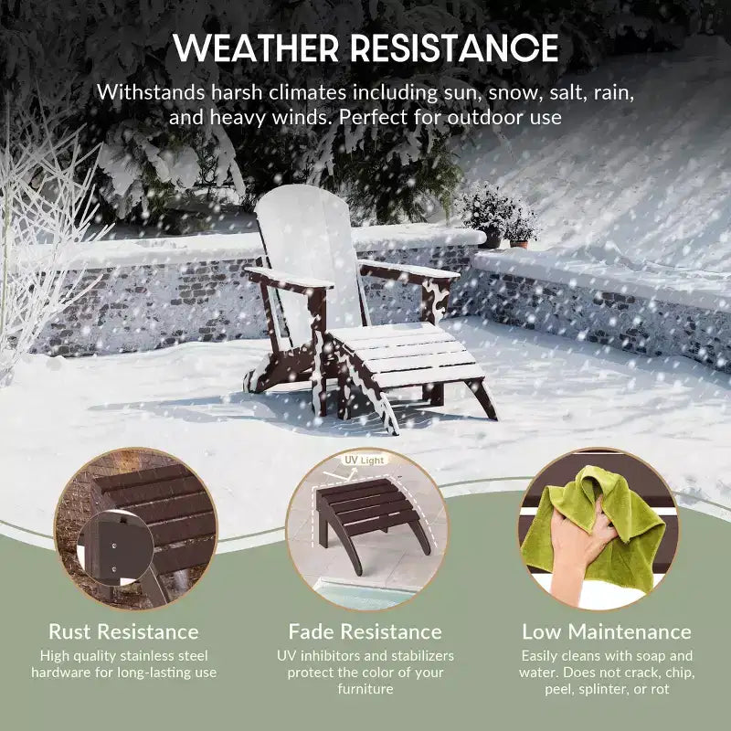 WestinTrends All-Weather Outdoor Patio Poly Adirondack Ottoman Footrest