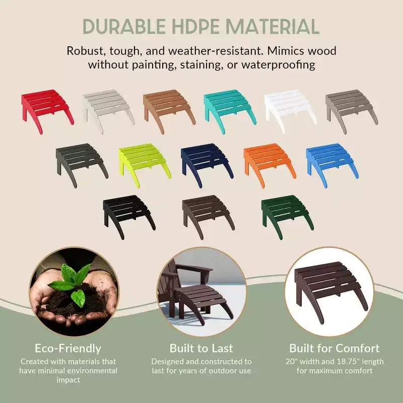 WestinTrends All-Weather Outdoor Patio Poly Adirondack Ottoman Footrest