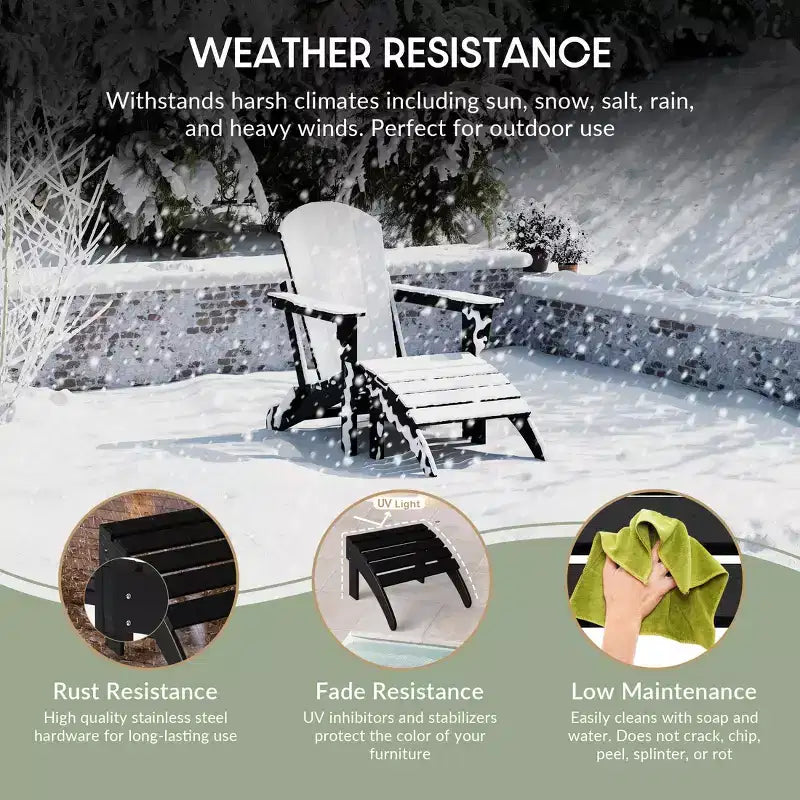 WestinTrends All-Weather Outdoor Patio Poly Adirondack Ottoman Footrest