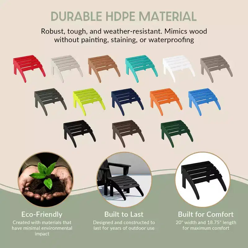 WestinTrends All-Weather Outdoor Patio Poly Adirondack Ottoman Footrest