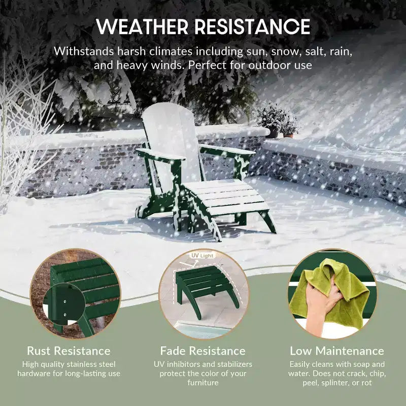 WestinTrends All-Weather Outdoor Patio Poly Adirondack Ottoman Footrest