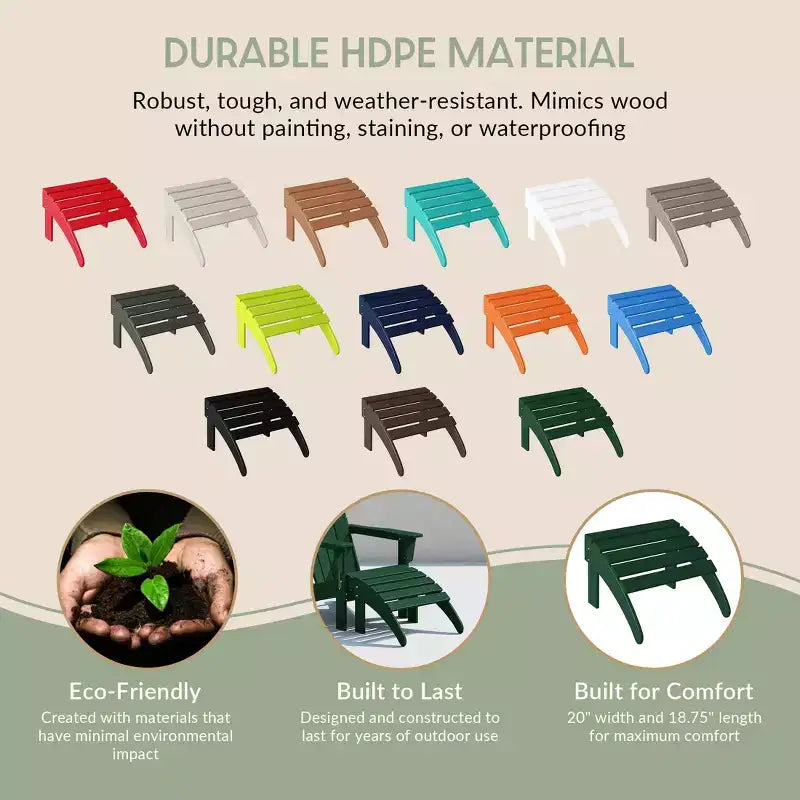 WestinTrends All-Weather Outdoor Patio Poly Adirondack Ottoman Footrest