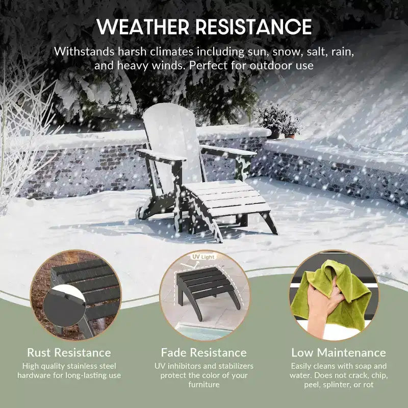 WestinTrends All-Weather Outdoor Patio Poly Adirondack Ottoman Footrest