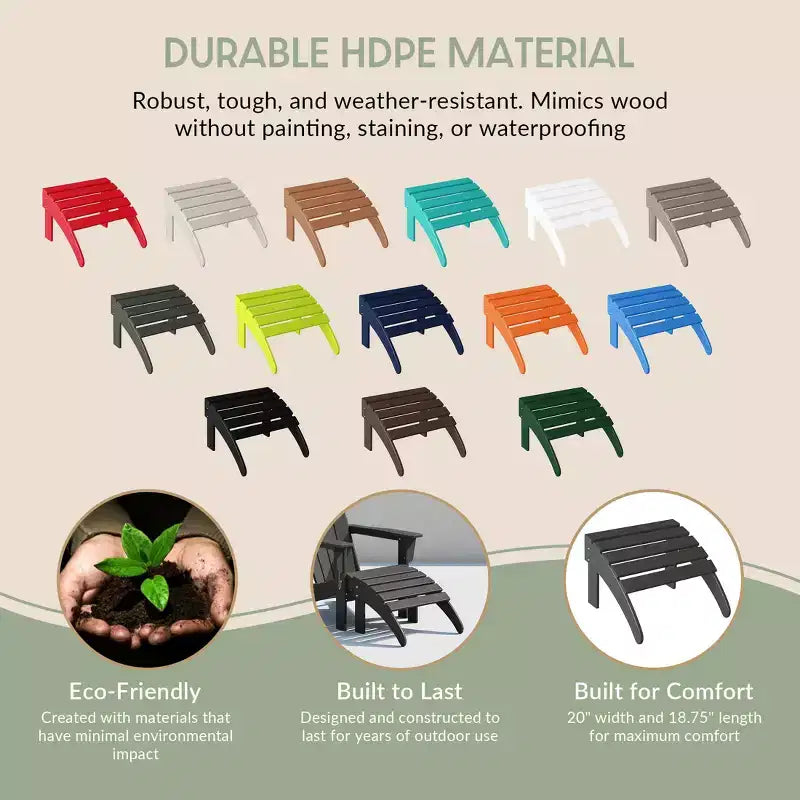 WestinTrends All-Weather Outdoor Patio Poly Adirondack Ottoman Footrest
