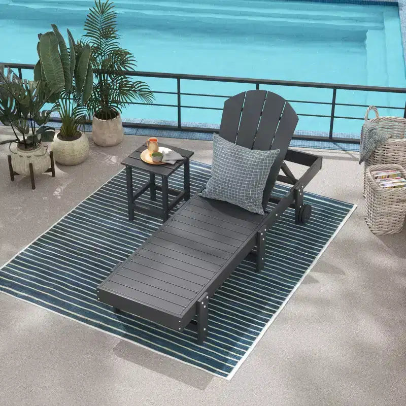WestinTrends Malibu 2 Piece Adirondack Poly Reclining Chaise Lounge With Wheels