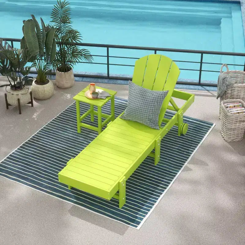 WestinTrends Malibu 2 Piece Adirondack Poly Reclining Chaise Lounge With Wheels
