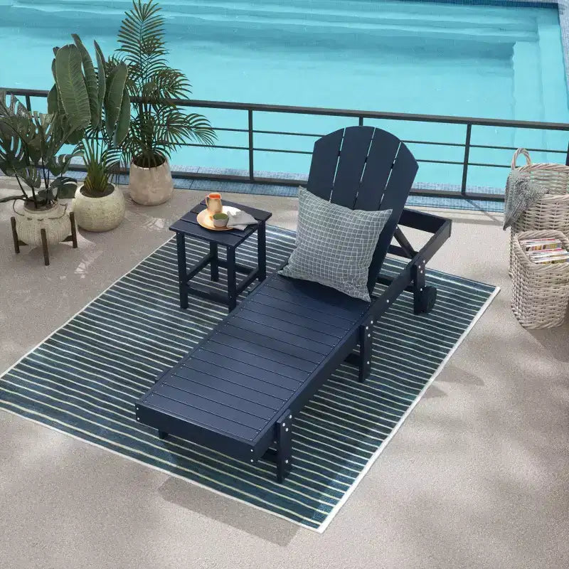 WestinTrends Malibu 2 Piece Adirondack Poly Reclining Chaise Lounge With Wheels