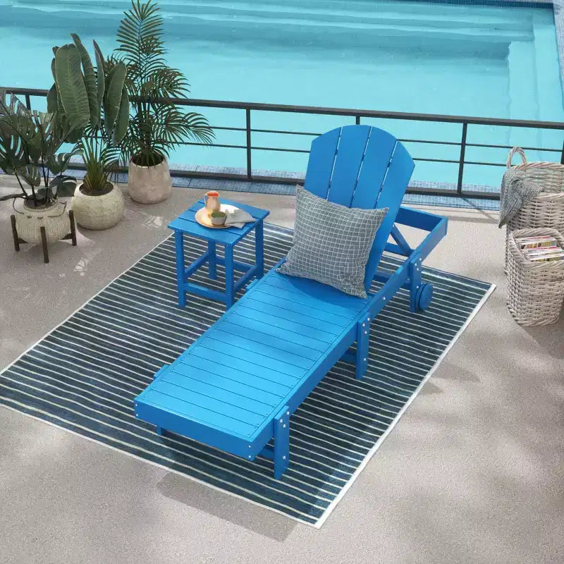 WestinTrends Malibu 2 Piece Adirondack Poly Reclining Chaise Lounge With Wheels
