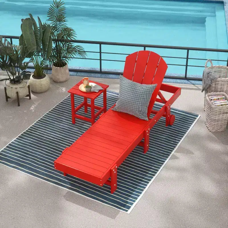WestinTrends Malibu 2 Piece Adirondack Poly Reclining Chaise Lounge With Wheels