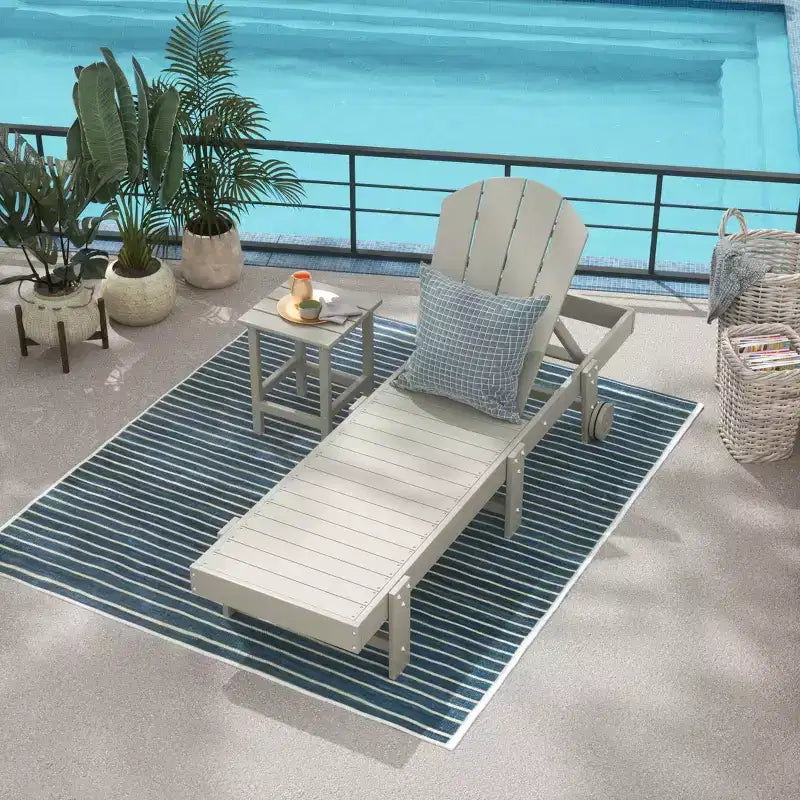WestinTrends Malibu 2 Piece Adirondack Poly Reclining Chaise Lounge With Wheels