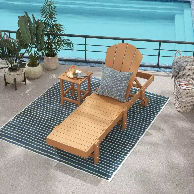 WestinTrends Malibu 2 Piece Adirondack Poly Reclining Chaise Lounge With Wheels