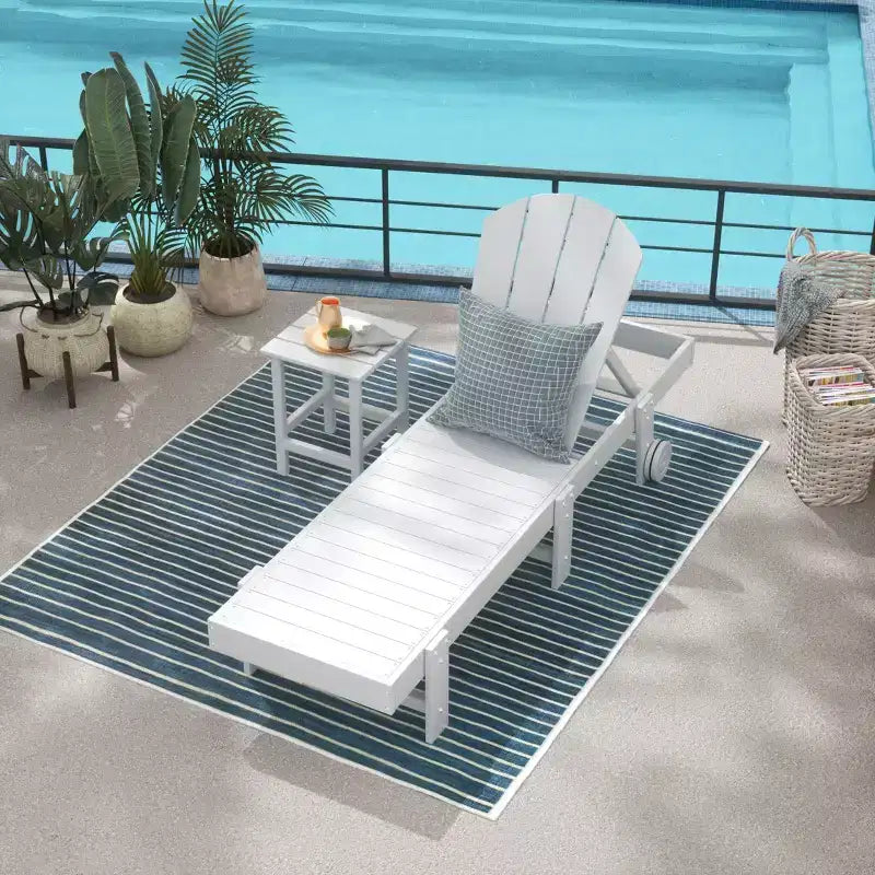 WestinTrends Malibu 2 Piece Adirondack Poly Reclining Chaise Lounge With Wheels