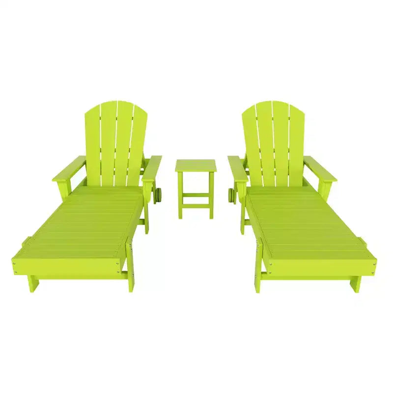 WestinTrends Malibu Chaise longue inclinable Adirondack 3 pièces avec accoudoirs et roulettes
