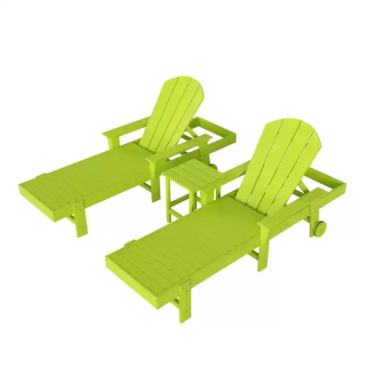 WestinTrends Malibu Chaise longue inclinable Adirondack 3 pièces avec accoudoirs et roulettes