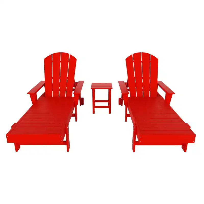 WestinTrends Malibu Chaise longue inclinable Adirondack 3 pièces avec accoudoirs et roulettes