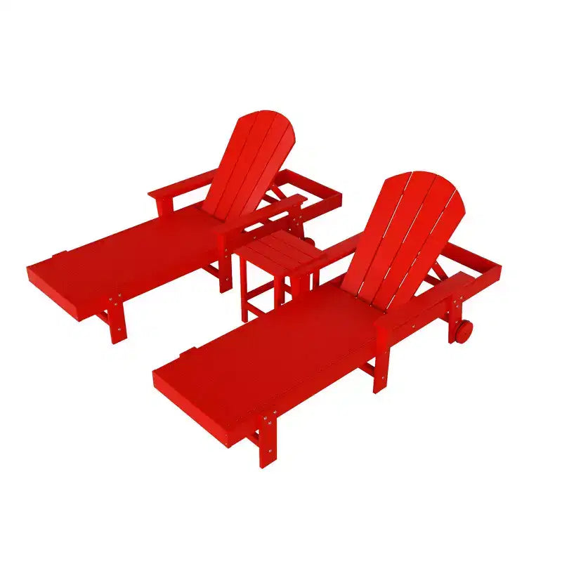 WestinTrends Malibu Chaise longue inclinable Adirondack 3 pièces avec accoudoirs et roulettes