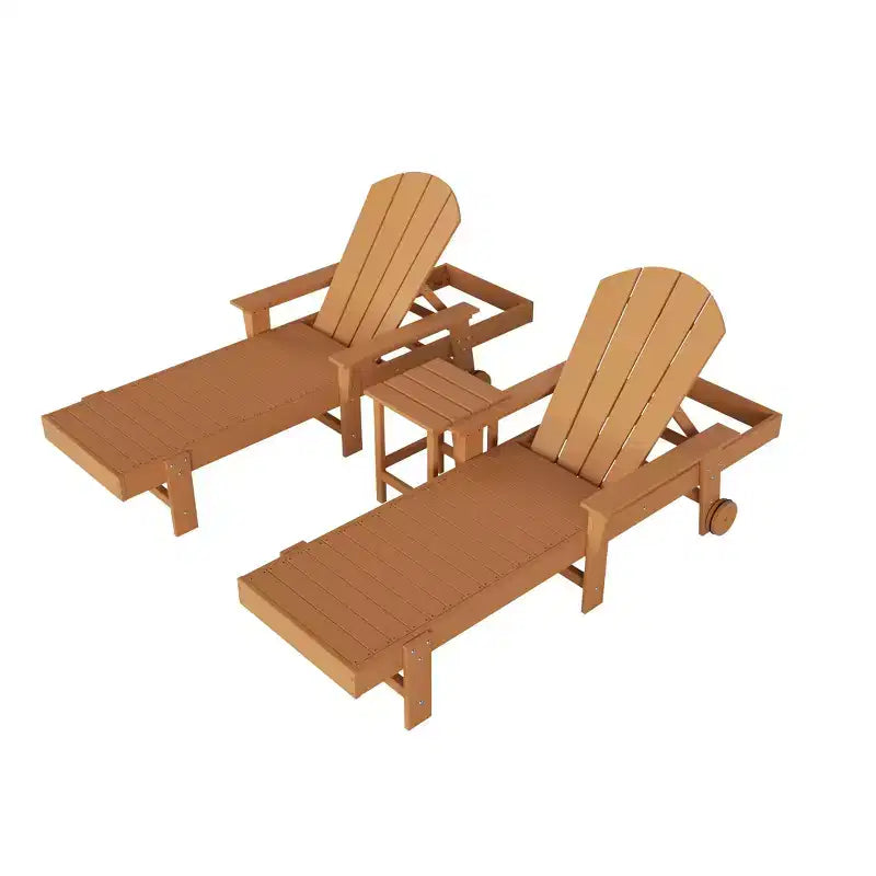 WestinTrends Malibu Chaise longue inclinable Adirondack 3 pièces avec accoudoirs et roulettes