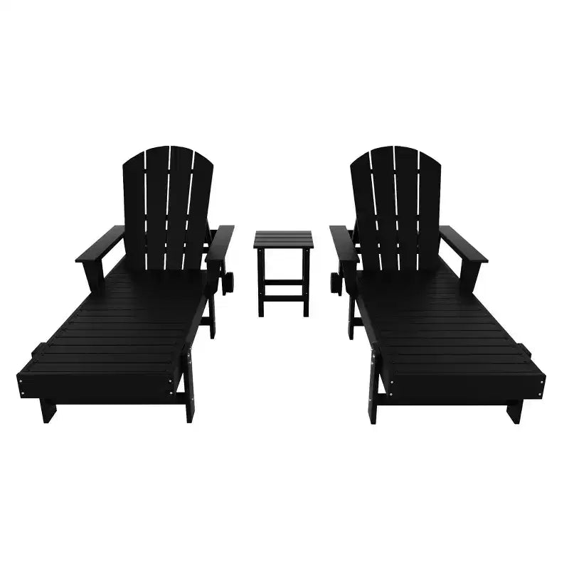 WestinTrends Malibu Chaise longue inclinable Adirondack 3 pièces avec accoudoirs et roulettes