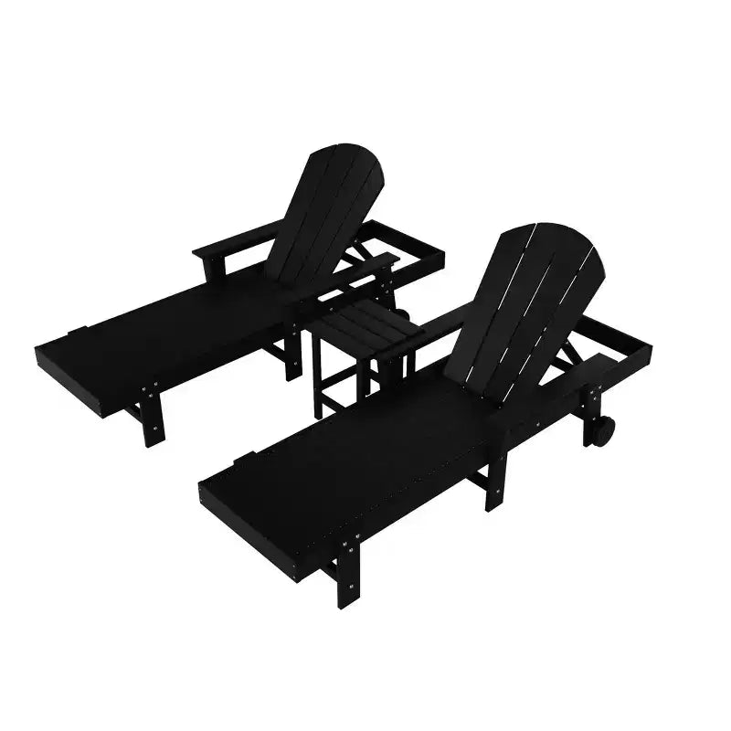 WestinTrends Malibu Chaise longue inclinable Adirondack 3 pièces avec accoudoirs et roulettes