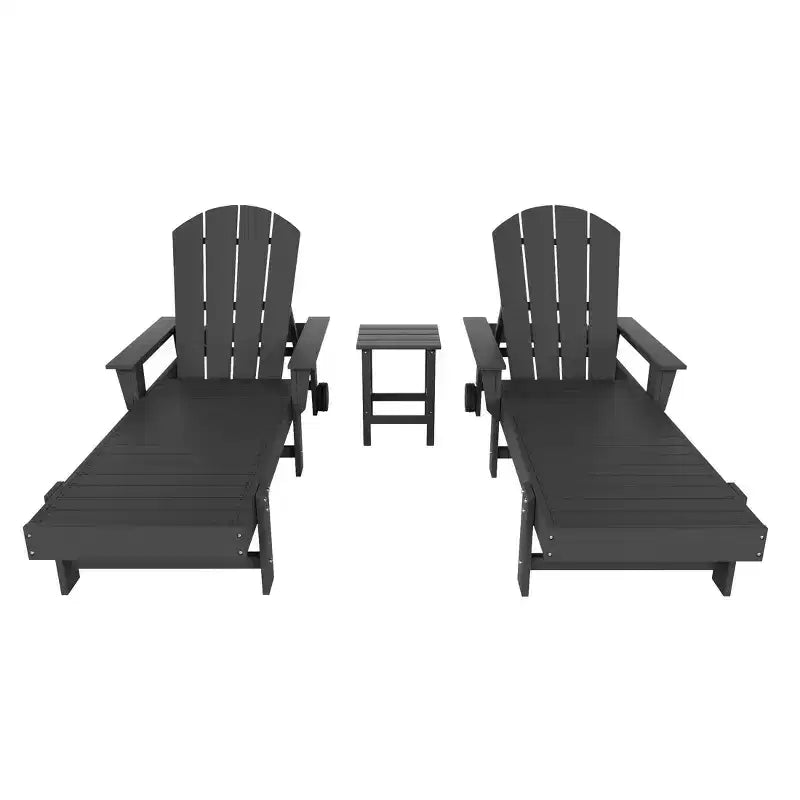 WestinTrends Malibu Chaise longue inclinable Adirondack 3 pièces avec accoudoirs et roulettes