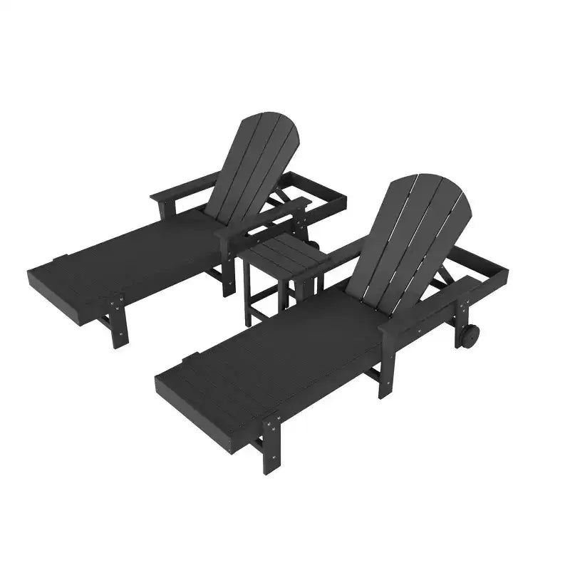 WestinTrends Malibu Chaise longue inclinable Adirondack 3 pièces avec accoudoirs et roulettes