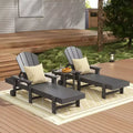 WestinTrends Malibu Chaise longue inclinable Adirondack 3 pièces avec accoudoirs et roulettes