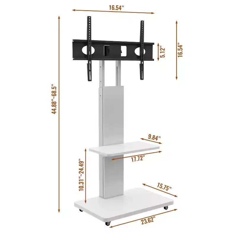 Meuble TV pour téléviseurs de 32 à 75 pouces, Chariot TV mobile à hauteur réglable avec tiroir et roulettes pour salon, chambre, bureaux -ModernLuxe