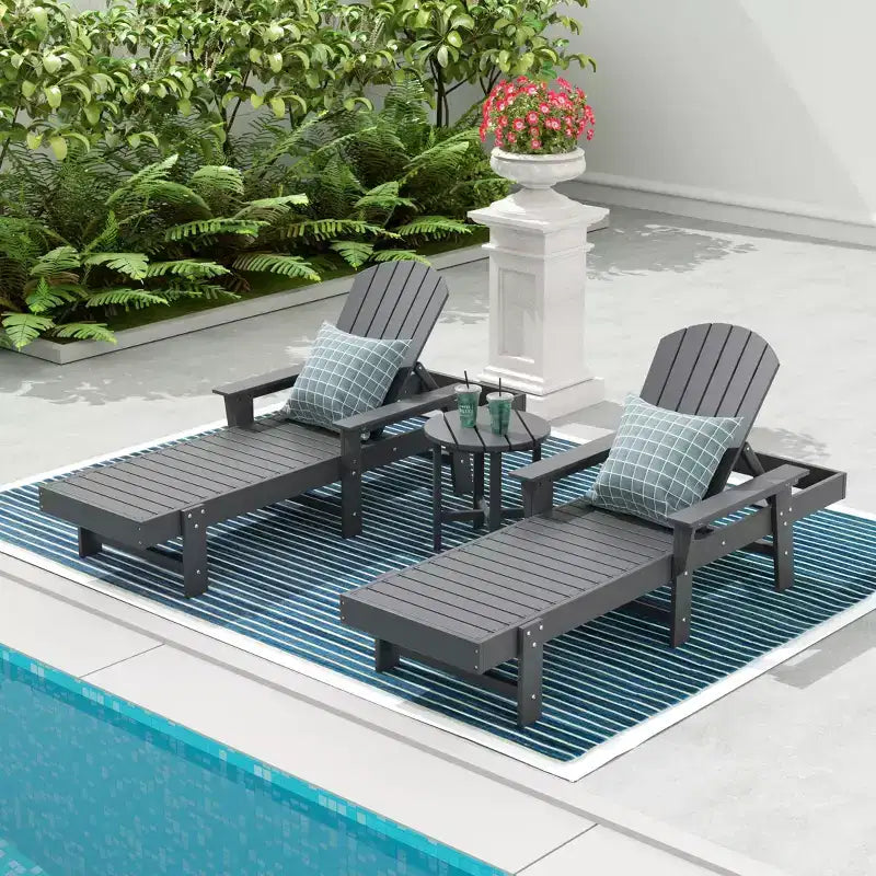 WestinTrends Dylan 3 Piece Adirondack Poly Reclining Chaise Lounge With Arms