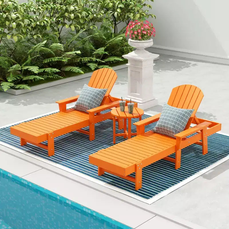 WestinTrends Dylan 3 Piece Adirondack Poly Reclining Chaise Lounge With Arms
