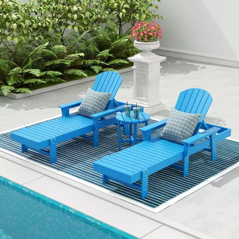 WestinTrends Dylan 3 Piece Adirondack Poly Reclining Chaise Lounge With Arms