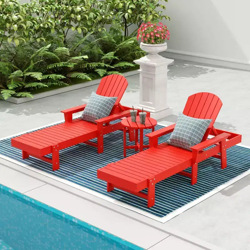 WestinTrends Dylan 3 Piece Adirondack Poly Reclining Chaise Lounge With Arms
