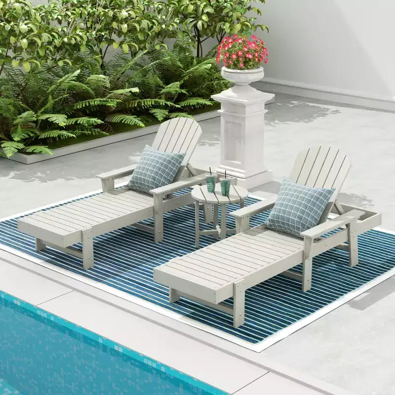 WestinTrends Dylan 3 Piece Adirondack Poly Reclining Chaise Lounge With Arms