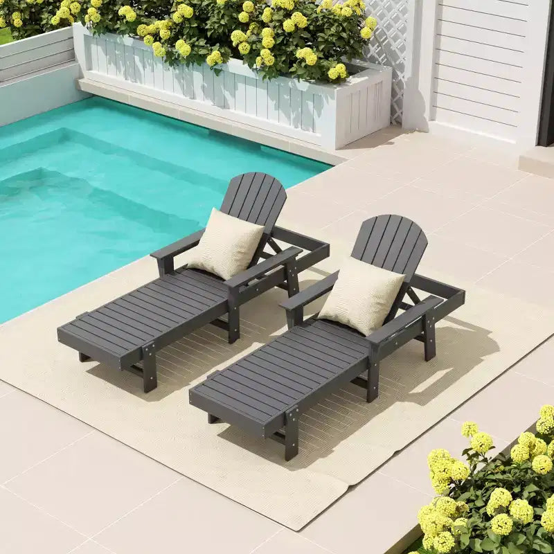 WestinTrends Dylan 2 Piece Adirondack Poly Reclining Chaise Lounge With Arms