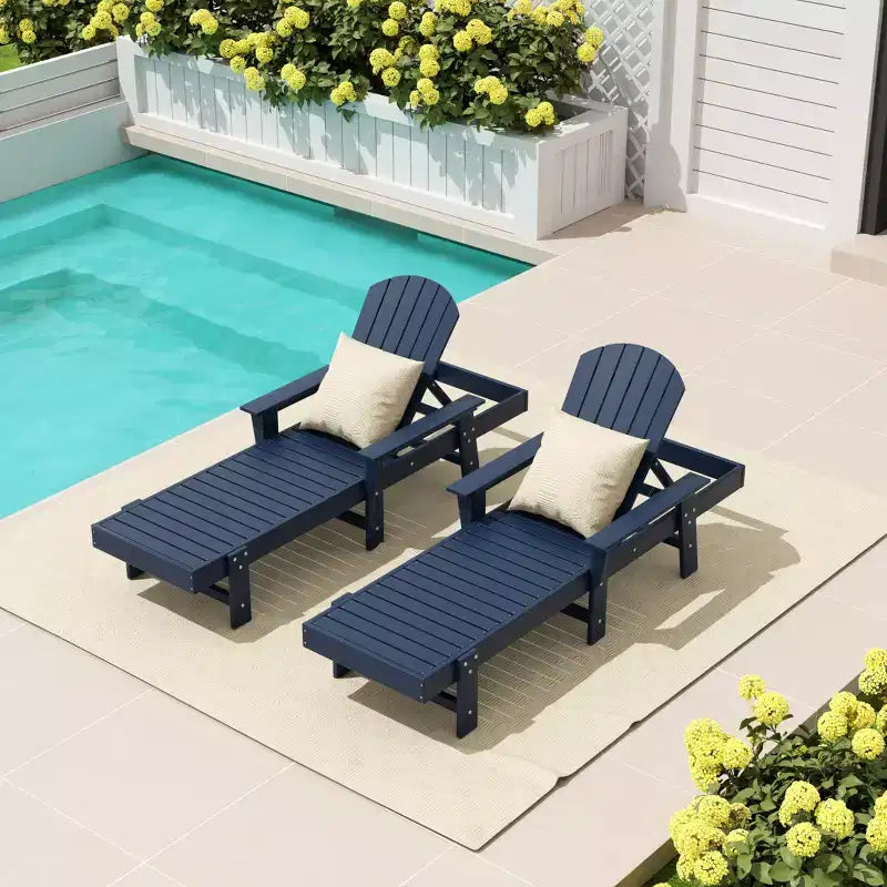 WestinTrends Dylan 2 Piece Adirondack Poly Reclining Chaise Lounge With Arms