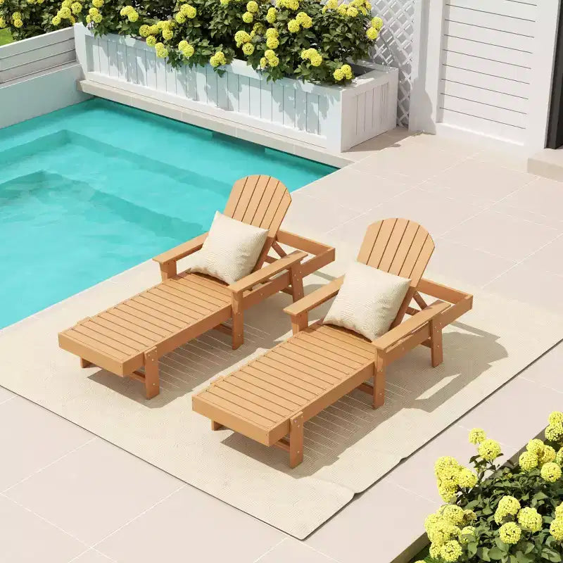 WestinTrends Dylan 2 Piece Adirondack Poly Reclining Chaise Lounge With Arms