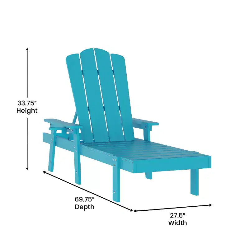 Flash Furniture Sonora Commercial Grade Adjustable Adirondack Lounger with Cupholder, All-Weather Indoor/Outdoor Recycled HDPE Lounge Chair