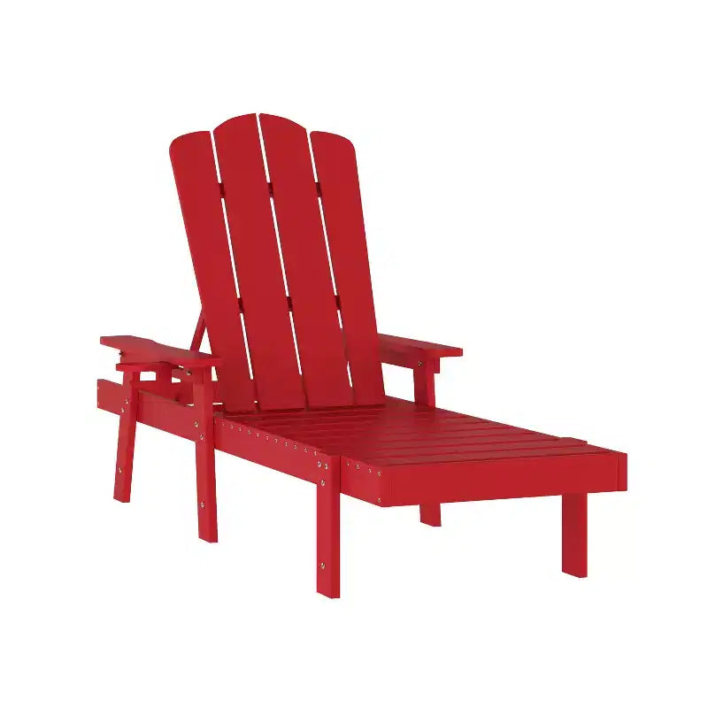 Flash Furniture Sonora Commercial Grade Adjustable Adirondack Lounger with Cupholder, All-Weather Indoor/Outdoor Recycled HDPE Lounge Chair