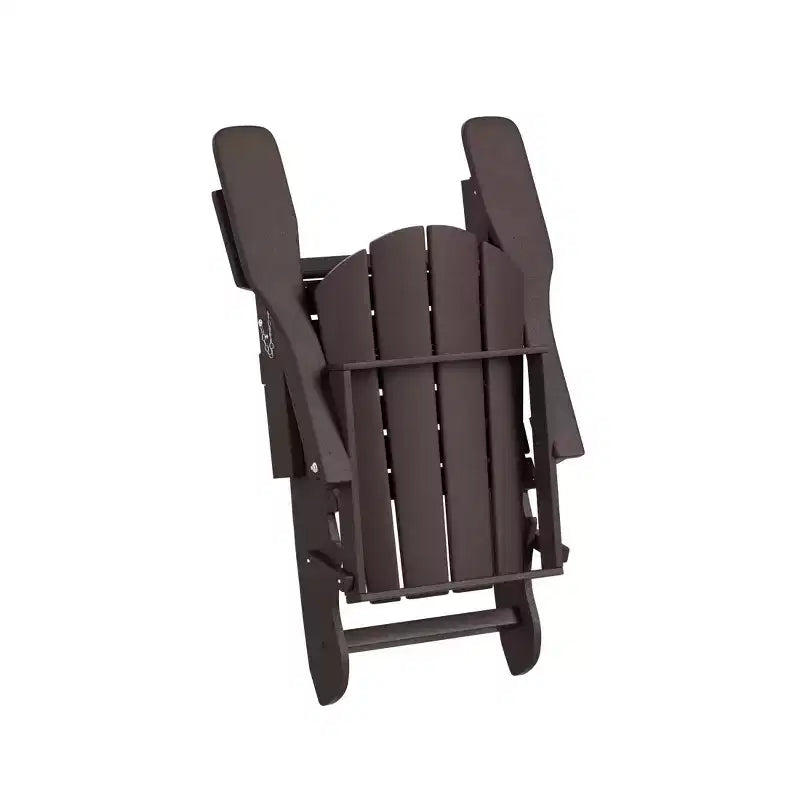 WestinTrends Malibu HDPE Outdoor Patio Folding Poly Adirondack Chairs with Ottomans and Side Table (5-Piece Conversation Set)