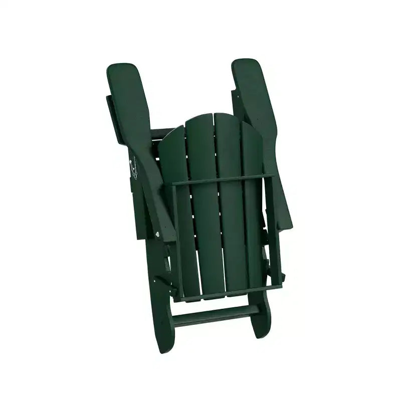 WestinTrends Malibu HDPE Outdoor Patio Folding Poly Adirondack Chairs with Ottomans and Side Table (5-Piece Conversation Set)