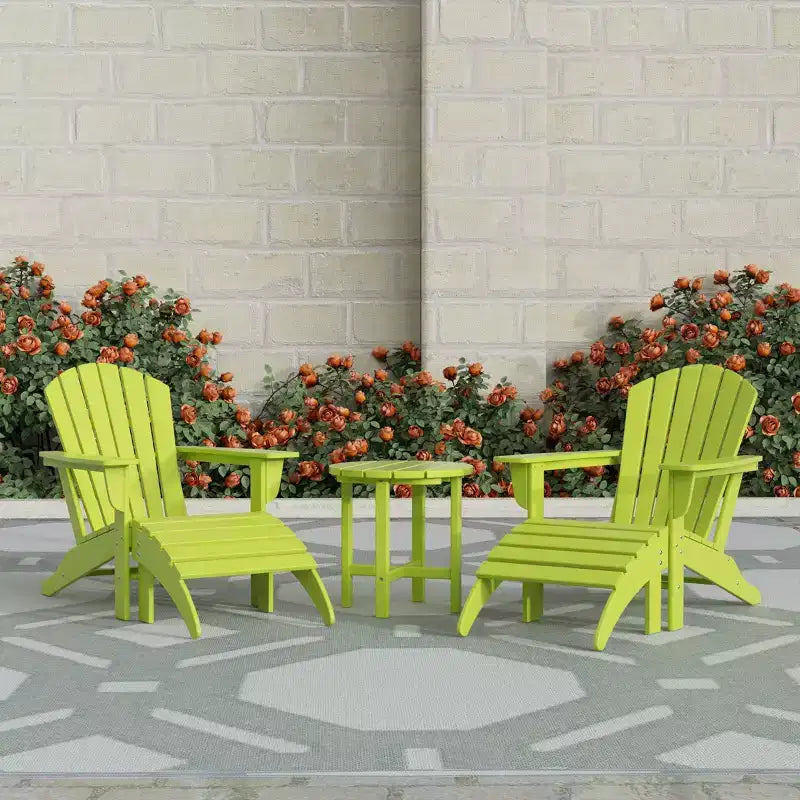 WestinTrends Dylan HDPE Outdoor Patio Adirondack Chairs with Ottomans and Side Table (5-Piece Conversation Set)