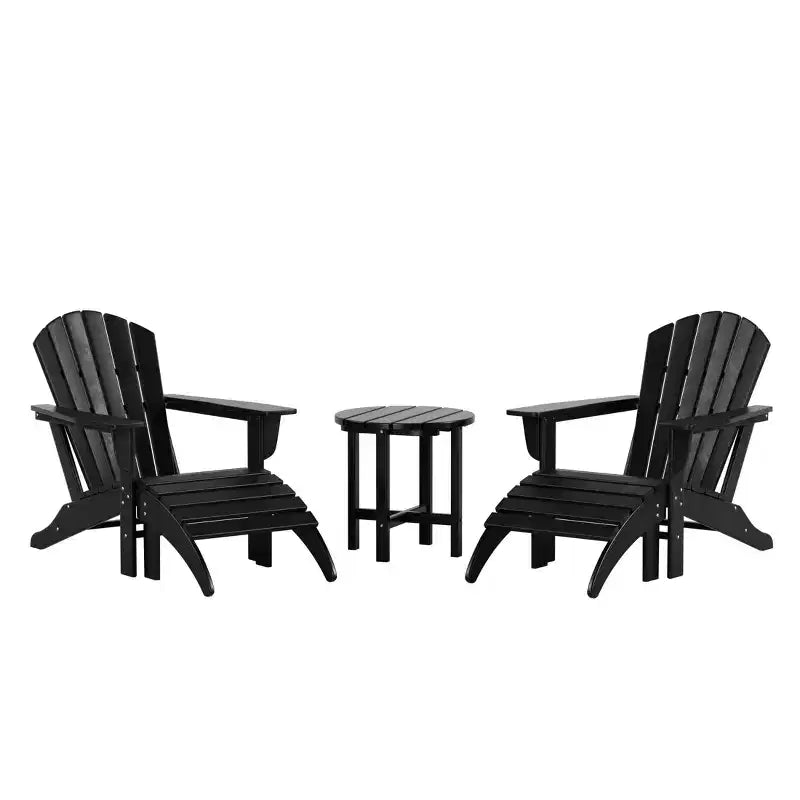 WestinTrends Dylan HDPE Outdoor Patio Adirondack Chairs with Ottomans and Side Table (5-Piece Conversation Set)