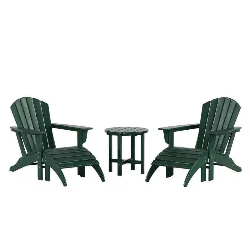 WestinTrends Dylan HDPE Outdoor Patio Adirondack Chairs with Ottomans and Side Table (5-Piece Conversation Set)