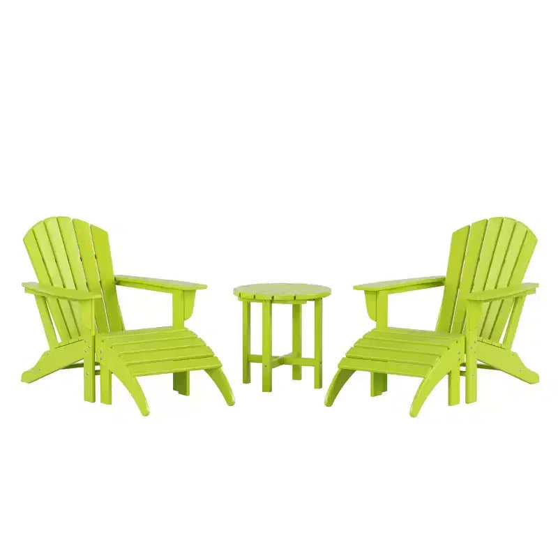 WestinTrends Dylan HDPE Outdoor Patio Adirondack Chairs with Ottomans and Side Table (5-Piece Conversation Set)