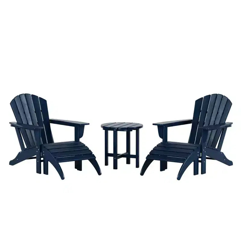 WestinTrends Dylan HDPE Outdoor Patio Adirondack Chairs with Ottomans and Side Table (5-Piece Conversation Set)
