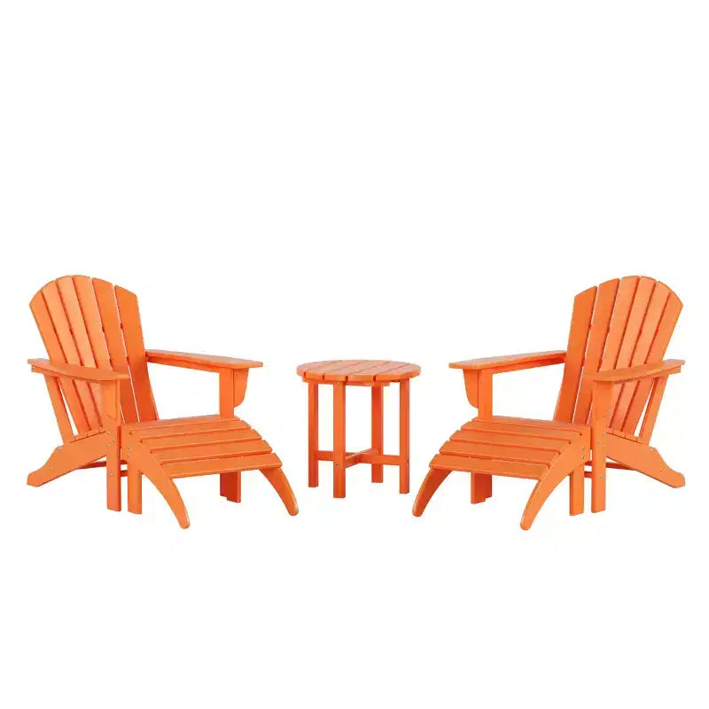 WestinTrends Dylan HDPE Outdoor Patio Adirondack Chairs with Ottomans and Side Table (5-Piece Conversation Set)